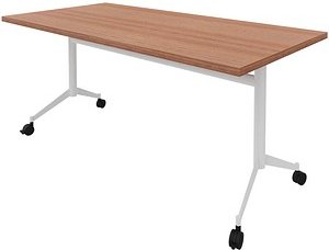 Thumbnail - Quadrifoglio Mehrzwecktisch Pop-up nussbaum, weiß rechteckig, T-Fuß-Gestell weiß, 160,0 x 80,0 x 74,0 cm