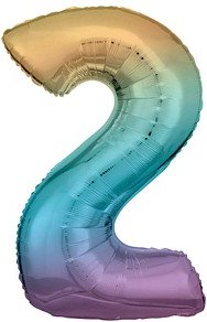 amscan® Folienballon Zahl 2 regenbogen, 1 St.