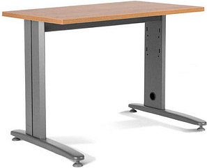 Thumbnail - rocada METAL höhenverstellbarer Schreibtisch eiche rechteckig, T-Fuß-Gestell grau 120,0 x 60,0 cm