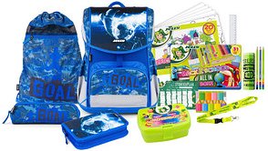 JOLLY Schulranzen-Set ERGONOMIC FLEXI Kunstfaser blau