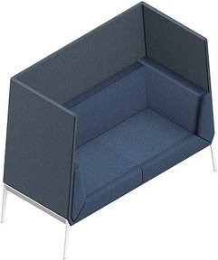 Quadrifoglio 2-Sitzer Besprechungsecke Accord blau, grau weiß Stoff, 1 St.