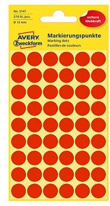 AVERY Zweckform Klebepunkte 3147 leuchtrot Ø 12,0 mm, 270 St.