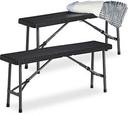 relaxdays Bierbänke 10035746_0 schwarz Kunststoff 100,0 cm, 2 St.