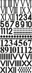 Rayher Klebeschriften schwarz Uhrenziffern Ø 1,9 cm, 52 St.