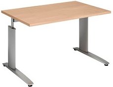 Thumbnail - röhr Techno höhenverstellbarer Schreibtisch ahorn rechteckig, C-Fuß-Gestell silber 120,0 x 80,0 cm