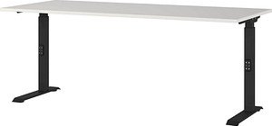 GERMANIA Agenda Office höhenverstellbarer Schreibtisch lichtgrau rechteckig, C-Fuß-Gestell schwarz 180,0 x 80,0 cm