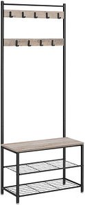 VASAGLE Garderobenbank mit Haken und Schuhrost HSR41MB grau, schwarz Metall 70,0 cm