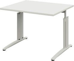 Thumbnail - röhr Techno höhenverstellbarer Schreibtisch weiß rechteckig, C-Fuß-Gestell silber 120,0 x 80,0 cm
