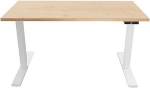 Thumbnail - BISLEY E-WonderTech elektrisch höhenverstellbarer Schreibtisch ahorn rechteckig, T-Fuß-Gestell weiß 140,0 x 60,0 cm