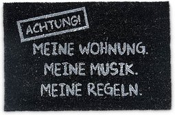 relaxdays Kokosmatte Meine Wohnung schwarz 40,0 x 60,0 cm