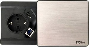 HAMMERBACHER 1-fach Tischsteckdose 3,0 m silber mit USB-Buchse