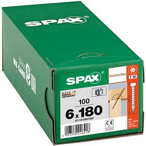 SPAX® Holzbauschrauben T30 Zylinderkopf WIROX 1211010601805 6 mm x 180 mm, 100 St.