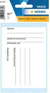 Thumbnail - HERMA Adressetiketten 5731 weiß 80,0 x 110,0 mm, 10 Beutel