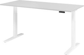 HAMMERBACHER XMKA19 elektrisch höhenverstellbarer Schreibtisch lichtgrau rechteckig, C-Fuß-Gestell weiß 180,0 x 80,0 cm