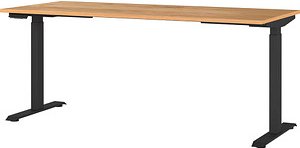 GERMANIA JET höhenverstellbarer Schreibtisch navarra-eiche rechteckig, T-Fuß-Gestell schwarz 180,0 x 80,0 cm
