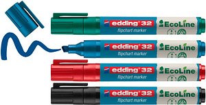 edding 32 Ecoline Flipchart-Marker farbsortiert 1,0 - 5,0 mm, 4 St.