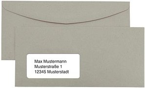 kaenguruh the world of paper Briefumschläge DIN lang mit Fenster grau nassklebend 1.000 St.