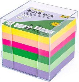 folia Zettelbox HAPPY VIBES transparent inkl. 700 Notizzettel bunt