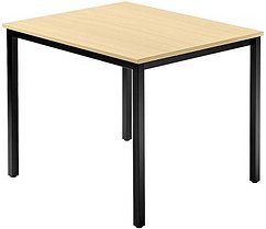 HAMMERBACHER Konferenztisch VDQ08 ahorn quadratisch, Vierkantrohr schwarz, 80,0 x 80,0 x 72,0 cm