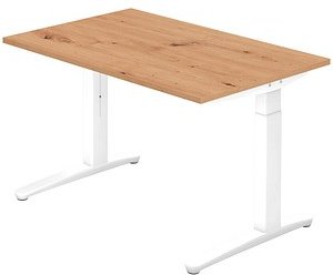 HAMMERBACHER VXB12 höhenverstellbarer Schreibtisch asteiche rechteckig, C-Fuß-Gestell weiß 120,0 x 80,0 cm