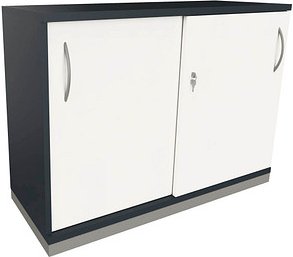fm Schiebetürenschrank Sidney, 4260429766031 weiß, lavagrau 1 Fachboden 100,0 x 44,2 x 78,1 cm