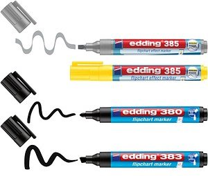 edding 385/380/383 Flipchart-Marker farbsortiert 1,0 - 5,0 mm, 4 St.