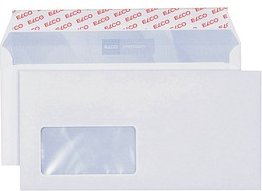 ELCO Briefumschläge Office DIN lang+ mit Fenster hochweiß haftklebend 200 St.