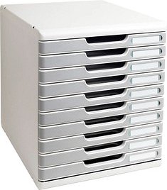 Exacompta Schubladenbox Modulo steingrau 302041D, DIN A4 mit 10 Schubladen, 1 St.