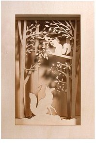 Rayher Holzbausatz 3D-Motivrahmen Wald beige