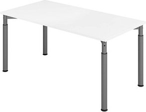 Thumbnail - HAMMERBACHER YS16 höhenverstellbarer Schreibtisch weiß rechteckig, 4-Fuß-Gestell grau 160,0 x 80,0 cm