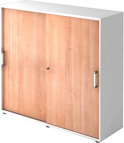 Thumbnail - HAMMERBACHER Schiebetürenschrank 1753S, V1753S/W/N/CE nussbaum, weiß 2 Fachböden 120,0 x 40,0 x 110,0 cm