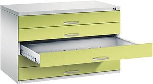CP 7100 Planschrank clowngrün, lichtgrau 5 Schubladen 110,0 x 76,5 x 76,0 cm