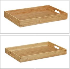 relaxdays Tablett braun 2-tlg., 2 St.