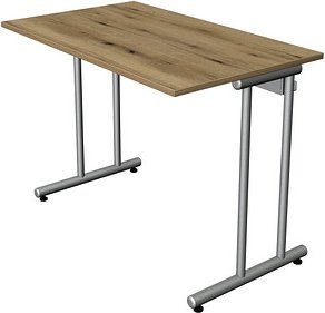 Thumbnail - Kerkmann Smart office Schreibtisch eiche rechteckig, C-Fuß-Gestell silber 100,0 x 60,0 cm