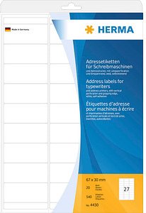 540 HERMA Adressetiketten 4430 weiß 67,0 x 30,0 mm