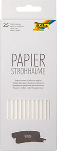 25 folia Strohhalme WHITE weiß