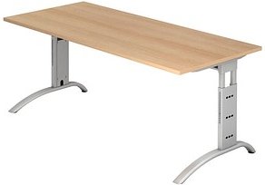 HAMMERBACHER FS19 höhenverstellbarer Schreibtisch eiche rechteckig, C-Fuß-Gestell silber 180,0 x 80,0 cm