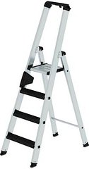 Thumbnail - MUNK Stehleiter einseitig 42104 silber 4 Stufen, H: 158,0 cm