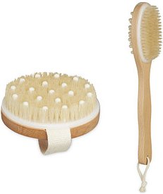 relaxdays Massagebürsten-Set braun Holz, 2 St.