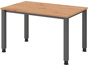 HAMMERBACHER QS12 höhenverstellbarer Schreibtisch asteiche rechteckig, 4-Fuß-Gestell grau 120,0 x 80,0 cm