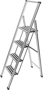 Thumbnail - WENKO Stehleiter einseitig silber 4 Stufen, H: 144,0 cm