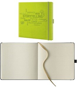 Lediberg Notizbuch Storytelling quadratisch kariert, lemongreen Hardcover 240 Seiten, 1 St.
