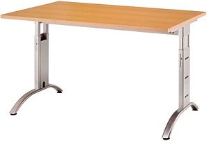 HAMMERBACHER FS12 höhenverstellbarer Schreibtisch buche rechteckig, C-Fuß-Gestell silber 120,0 x 80,0 cm