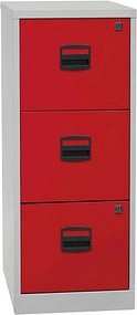 Thumbnail - BISLEY Home PFA 3 Hängeregistraturschrank lichtgrau, kardinalrot 3 Schubladen 41,3 x 40,0 x 101,5 cm, 1 St.