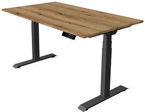 Kerkmann Move 1 stable elektrisch höhenverstellbarer Schreibtisch asteiche rechteckig, T-Fuß-Gestell grau 140,0 x 80,0 c...