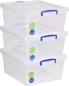 Really Useful Box Aufbewahrungsboxen 3x 17,5 l transparent 38,3 x 46,0 x 19,5 cm, 3 St.