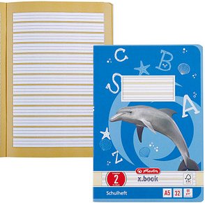 herlitz Schulheft x.book Lineatur 2 liniert DIN A5 ohne Rand, 32 Blatt, 1 St.