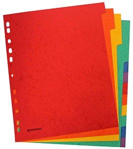 DONAU Register DIN A4+ Überbreite 12 rot, orange, gelb, grün, blau, lila 12-teilig, 1 Satz