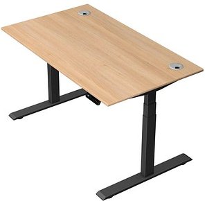 Thumbnail - Kerkmann Move 2 Plus elektrisch höhenverstellbarer Schreibtisch eiche hell rechteckig, T-Fuß-Gestell anthrazit 140,0 x 8...