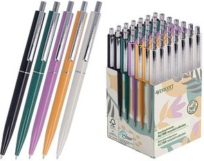 WESTCOTT Kugelschreiber farbsortiert, Schreibfarbe: blau, 50 St.